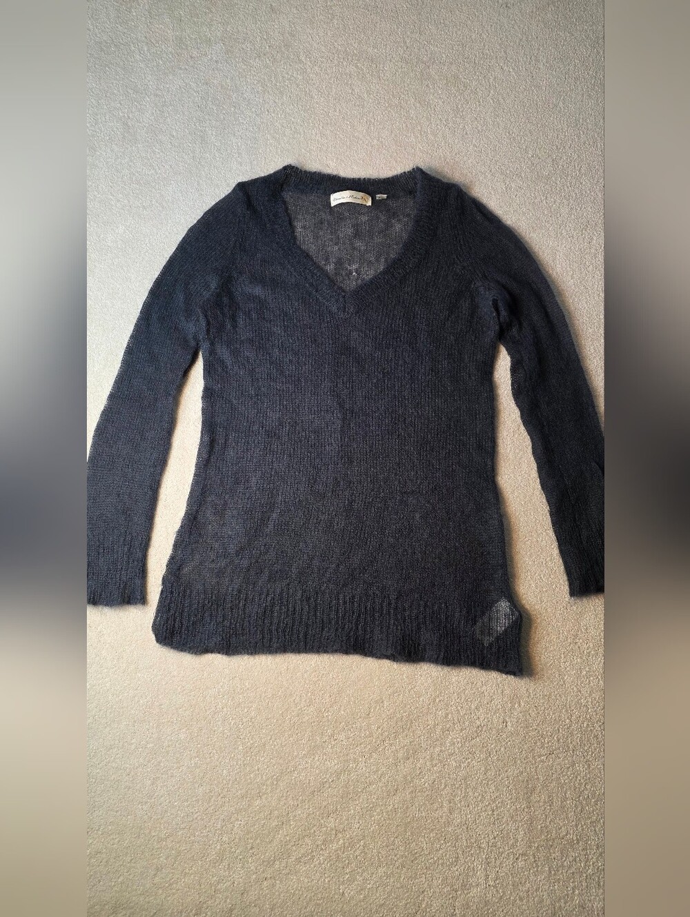 Anthropology Charlie & Robin Navy Mohair Wool Long Sleeve Pullover Sweater M